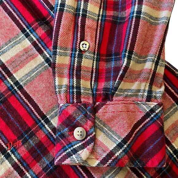 Diesel Red Plaid Check Cotton Button-Down Men's Flannel Shirt - Size L - Picture 9 of 9